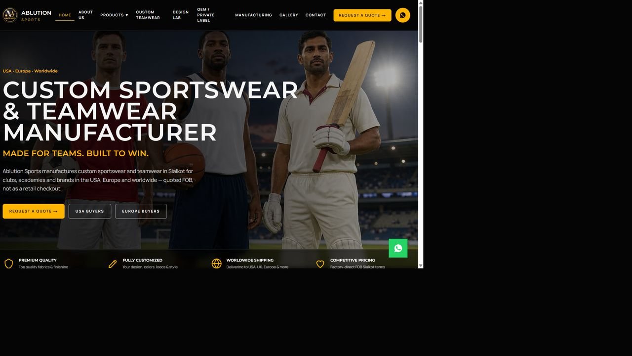 Ablution Sports website